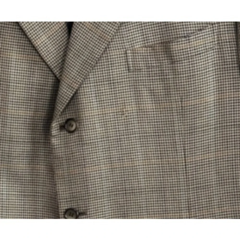Brioni for Neiman Marcus Houndstooth Plaid Wool Jacket 48 Long Italy FLAWED